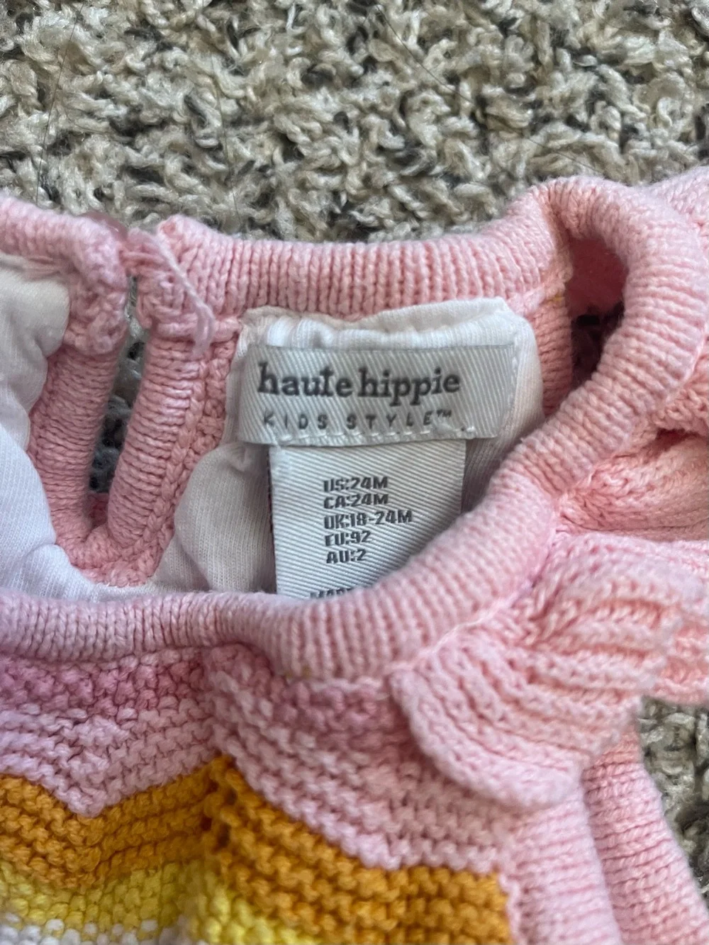 Haute Hippie Pink Yellow Chevron Knit Tank & Shorts Set